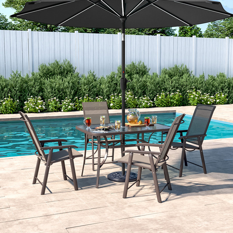 Grace-Leigh Square Table Set, 72cm H x 80cm W x 120cm L, Brown/Black, Yes