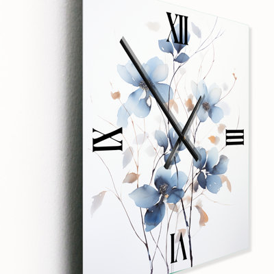 Tender Ginko Leaves In Shades Of Blue Watercolor I - Leaves Very Wall Clocks