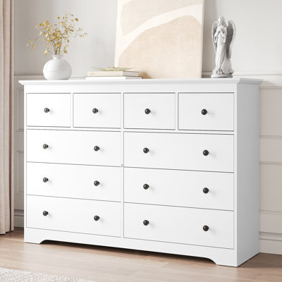 10 Drawers Dresser, 55" W Double Dresser For Bedroom