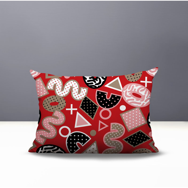 Coussin lombaire réversible intérieur / extérieur Zyra, Rectangle H 14 po x l 20 po, Rouge