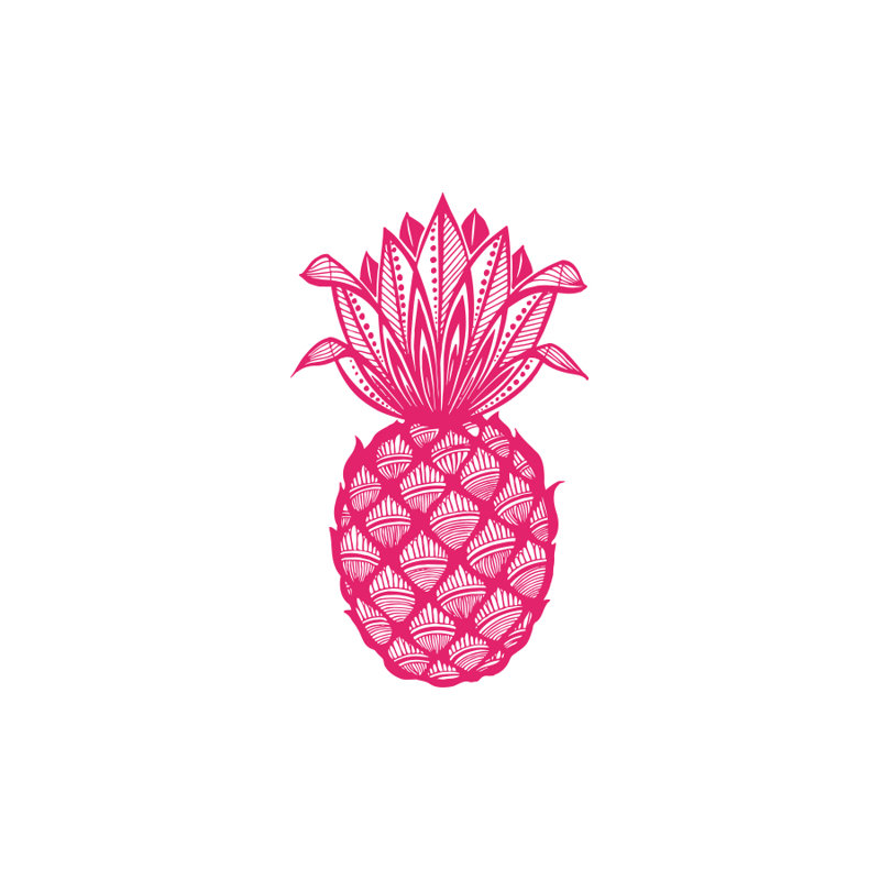 Décalcomanie murale fruits de pin ananas Barringer, Rose vif