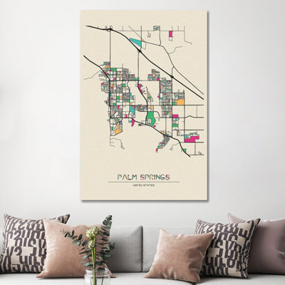 " Palm Springs, California Map " by Ayse Deniz Akerman