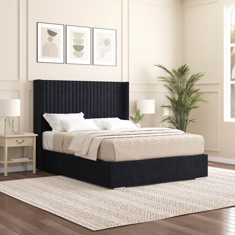 Shelton Upholstered Bed Frame, Super King (6'), Black