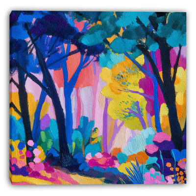 Vibrant Colorful Forest Wrapped Canvas Wall Art