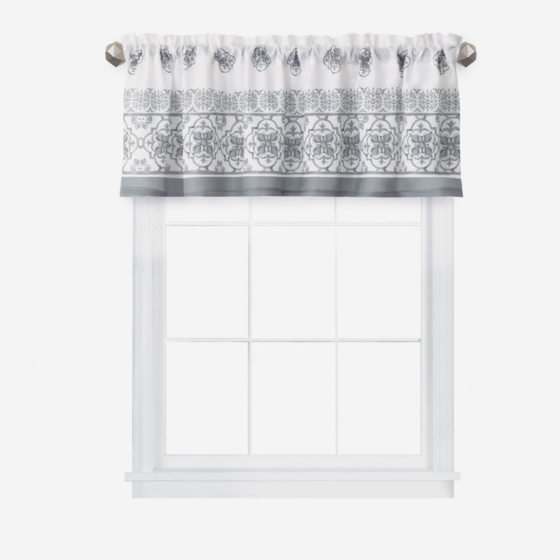 Guven 3-Piece Kitchen Curtain Tier Set & Valance, Gray, 60" W x 36" L