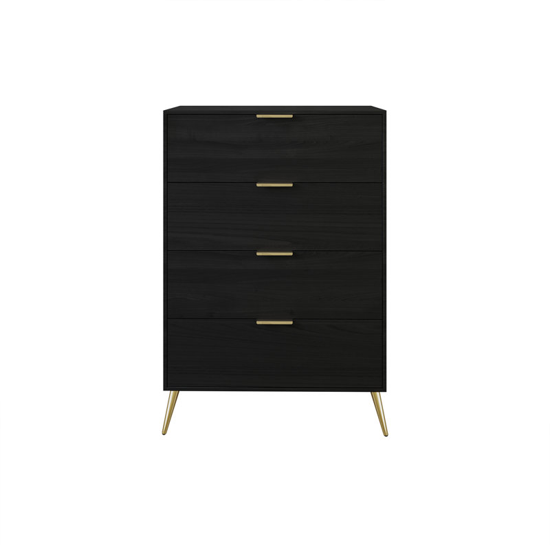 Rafiat 29.72'' W 4 - Drawer Dresser, Black
