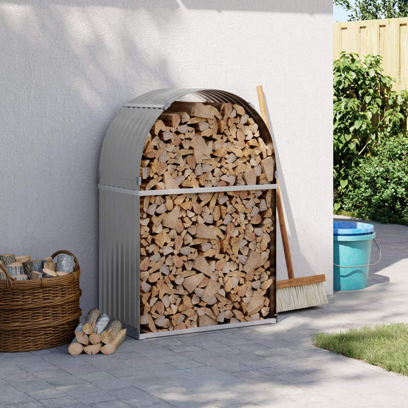 Porte-bûches en acier galvanisé 31,5 po x 17,7 po x 47,2 po, Gris clair