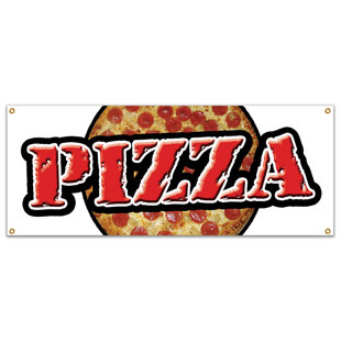 PIZZA HOT FRESH Advertising Banner Vinyl Mesh Sign Italian Restaurant Bar  Food