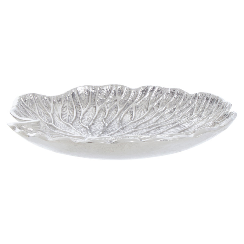 Richy Metal Decorative Plate 1, 3cm H x 23cm W x 22cm D, Silver