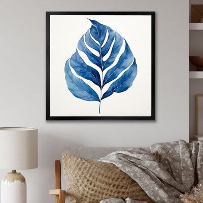 Collage de feuilles blanches et bleues I sur toile