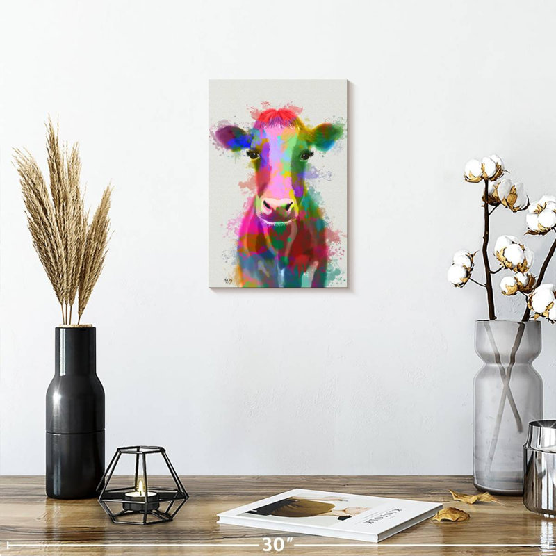 Brampt Rainbow Splash Cow, 12" H x 8" W
