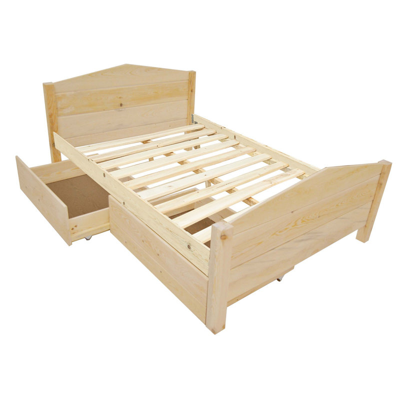 Pine Solid Wood Spindle Bed with Drawers, 49" x 84"