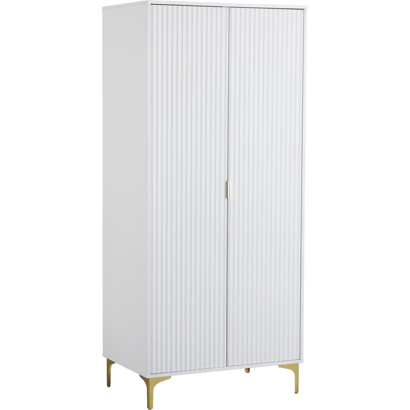 Temeeka 2 Door Manufactured Wood Wardrobe, Gold Effect Feet