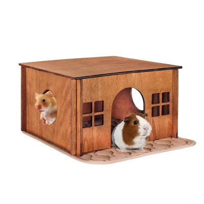Wooden Guinea Pig Hideout,Brown Style 1