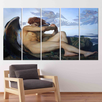 Toile ange déchu: reproduction d'art d'Alexandre Cabanel, décoration murale en verre trempé, toile tendue 5P