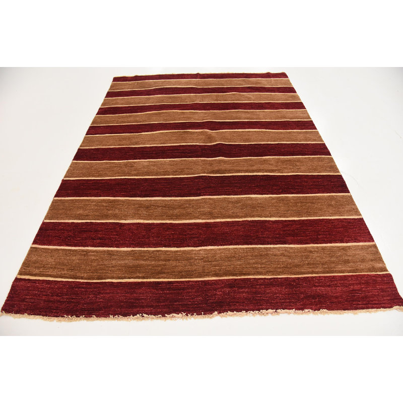 Tapis de zone en laine 5 pi 8 po x 7 pi 9 po à la main one-of-kind noué la bourgogne Nash