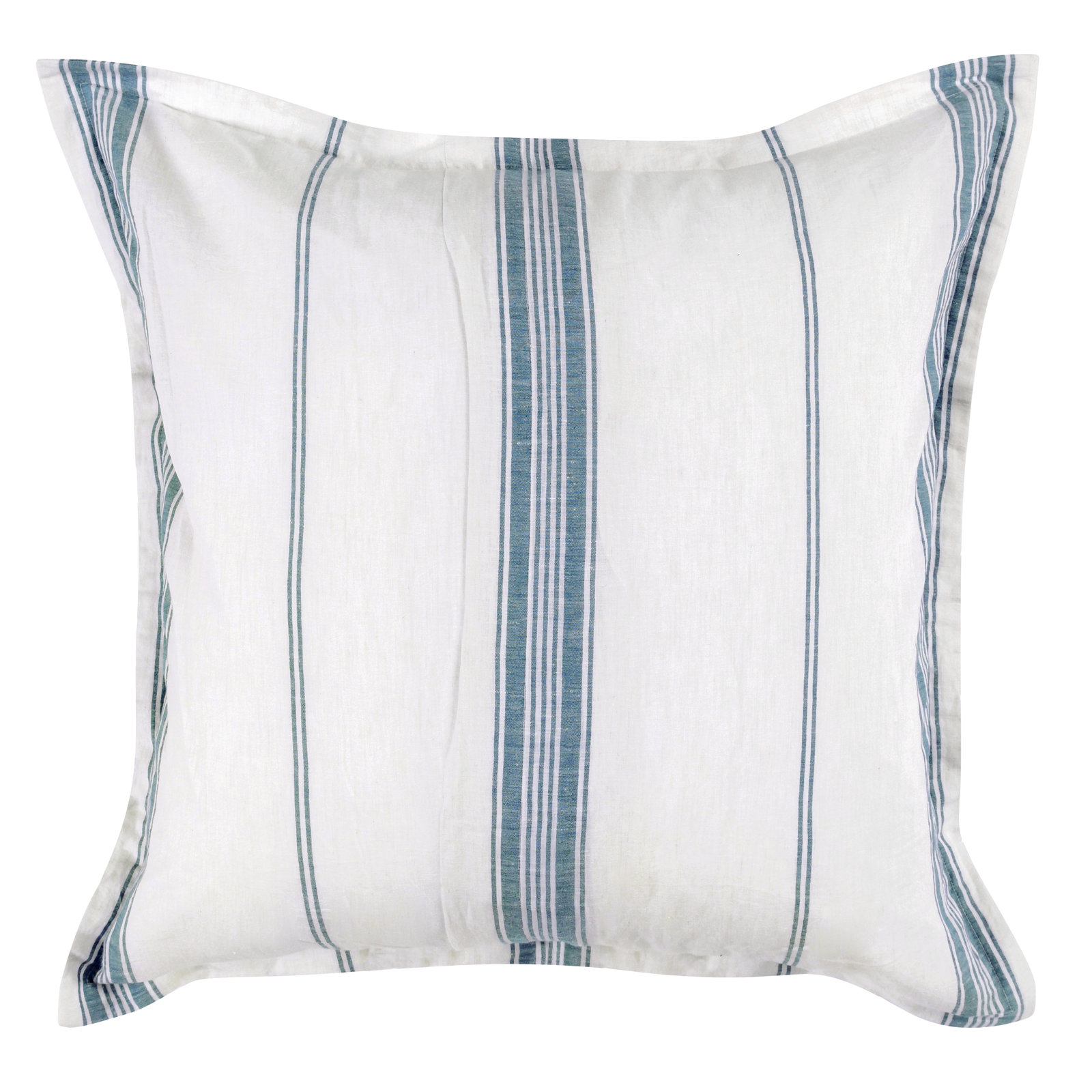 Fleta Stripe Cotton Blend Sham, Euro, White/Blue Stripe