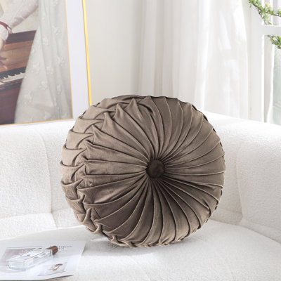 Velvet Round Decorative Pillow for Sofa Decor (15-Inch)