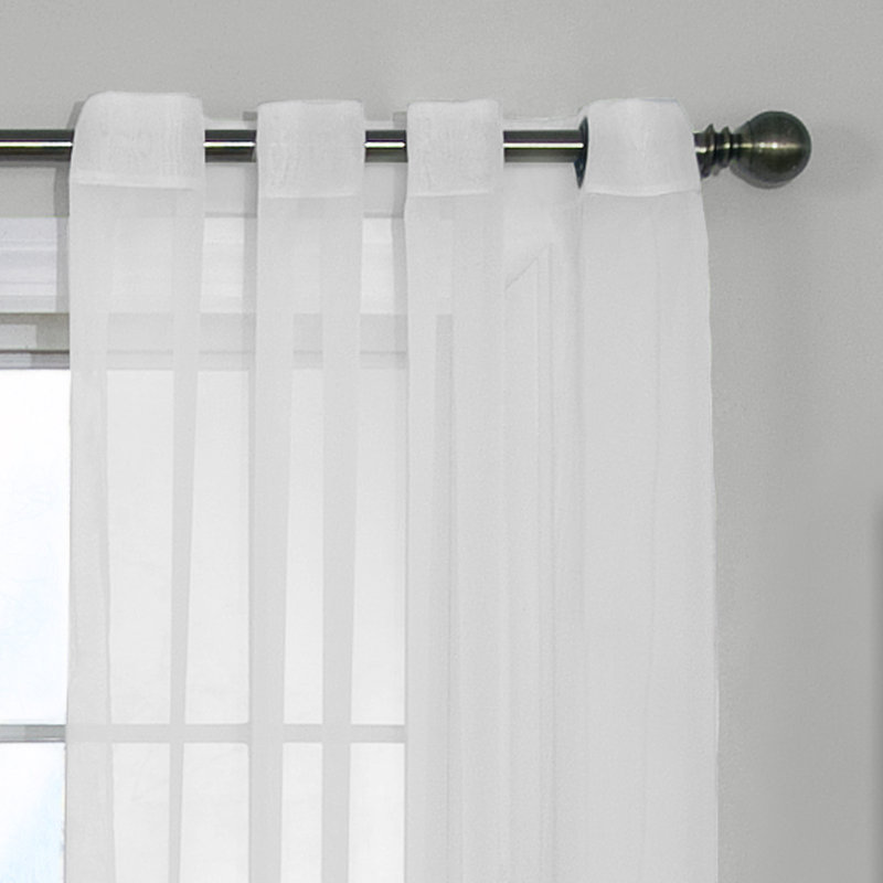 Diphda Sheer Curtain Single Panel, 59" W x 63" L, White
