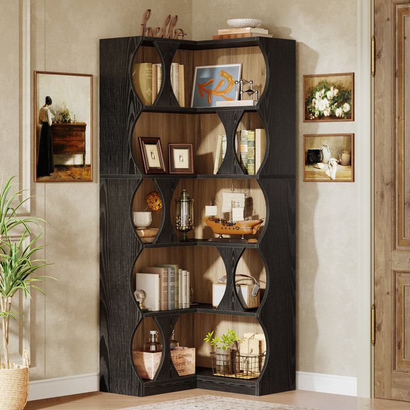 71" Tall Corner Bookshelf, L-shaped Bookcase