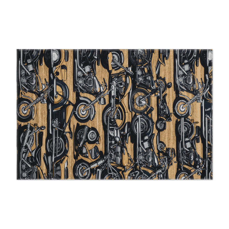 Transportation Black Indoor and Outdoor Area Rug, Rectangle 2' x 3'