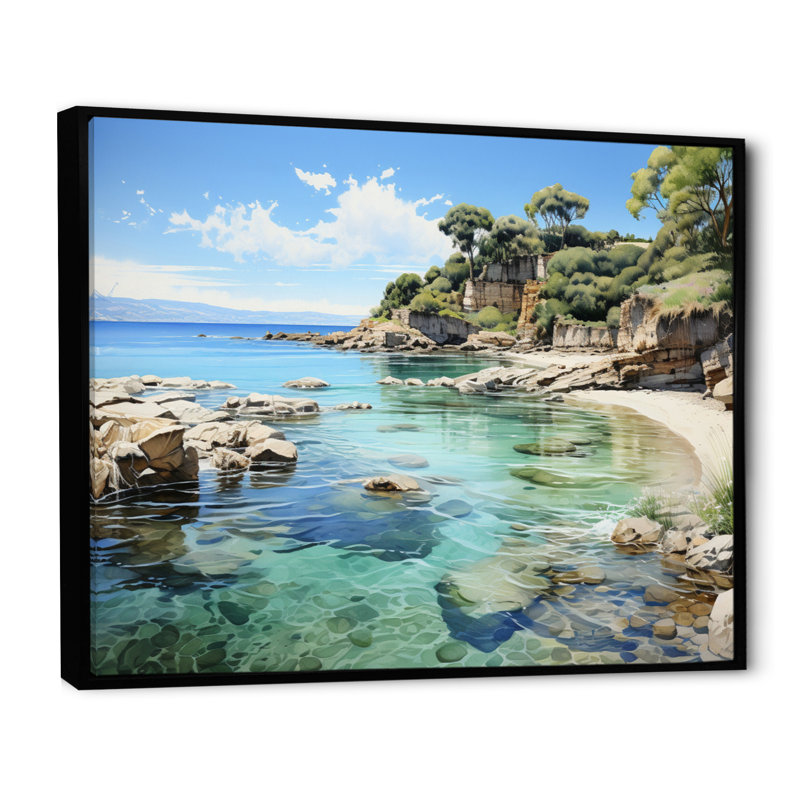 Vose Rocky Beach Tranquil Retreat II, H 34 po x l 44 po x P 1,5 po, Cadre flottant noir