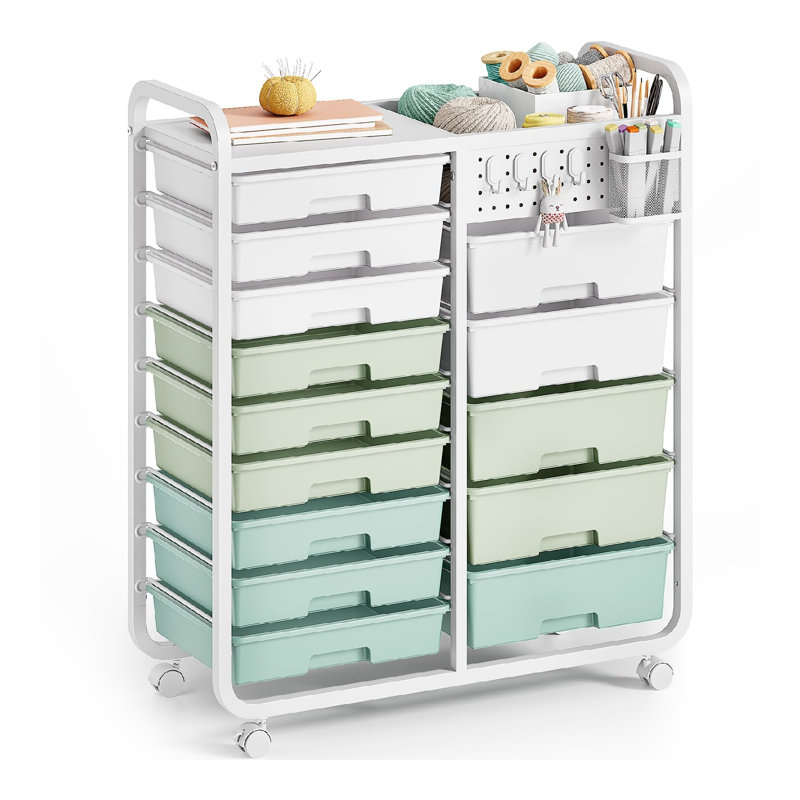 14 Drawer Storage Drawer, Green