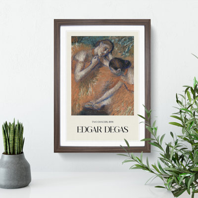 Two Ballet Ballerina Dancers in Orange by Edgar Degas - Picture Frame Painting
