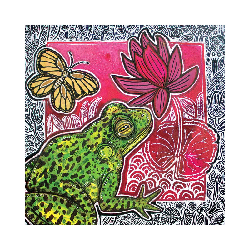 Frog And Lily by Lynnette Shelley - Wrapped Canvas Print, 30.48 cm H x 30.48 cm W