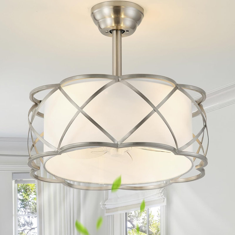 Silver Fandelier Ceiling Fans With Lights, 20" Mid Century Boho Chandelier Ceiling Fan Remote Control With 6 Speeds For Bedroom, Nursery, Living Room