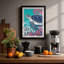 Turtle in Coral Garden Coastal 1 Piece Single Picture Frame Wall Art-136658837-136658838