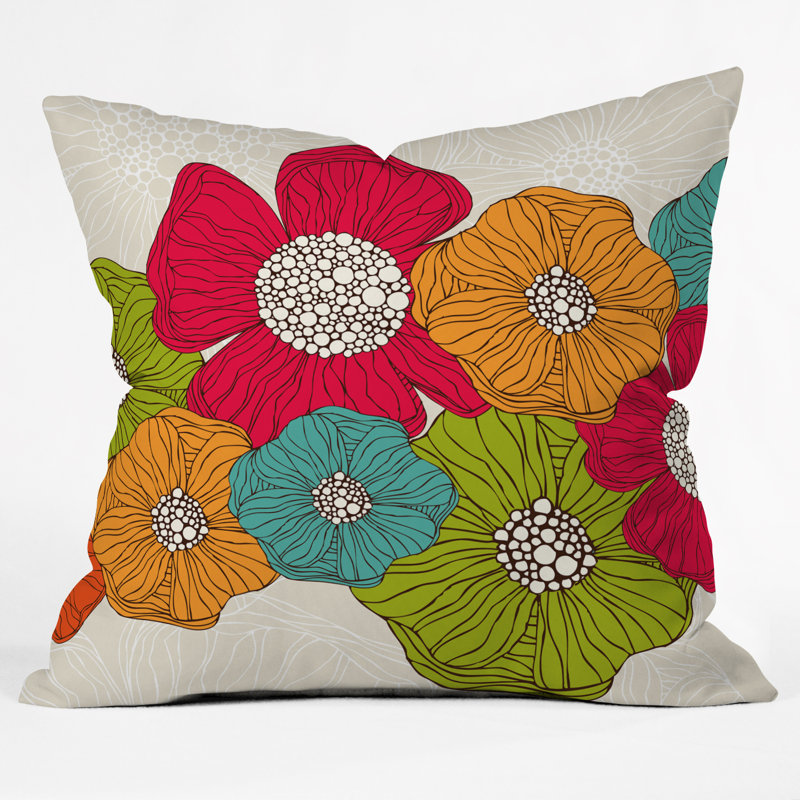 Flowers Throw Pillow, 16" x 16"