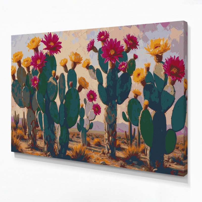 Art mural sur toile 125 "Southwestern Landscape Prickly Pear", H 20 po x l 30 po