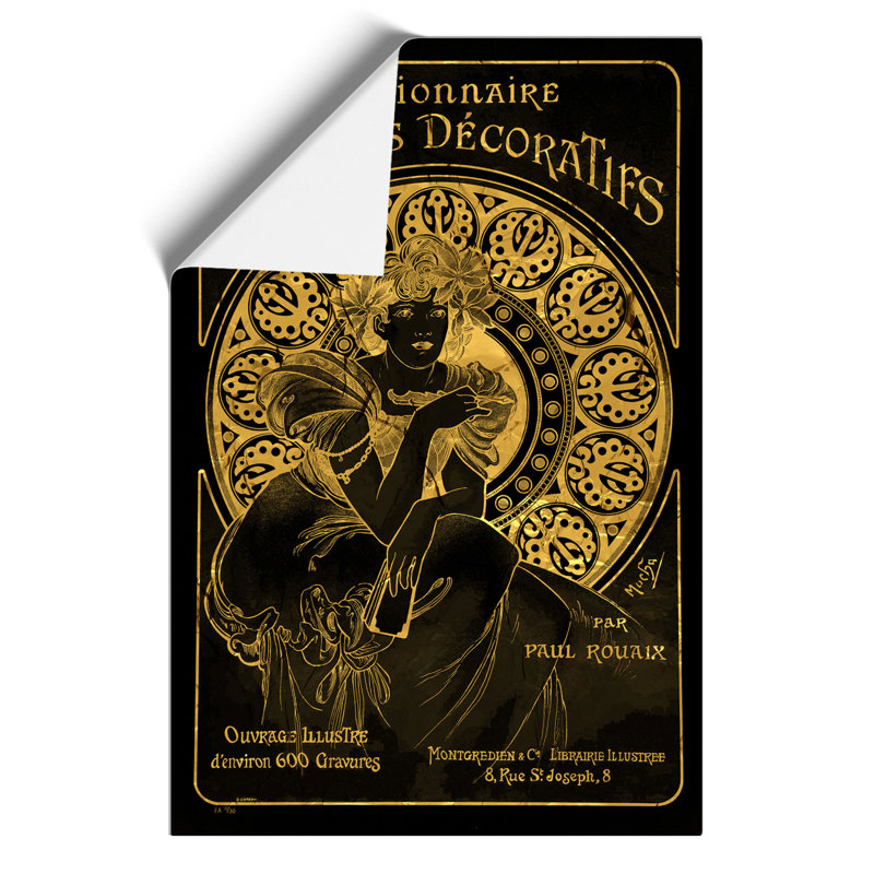 Decorative Gold by Alphonse Mucha - Unframed Graphic Art, 42cm H x 30cm W x 0.1cm D