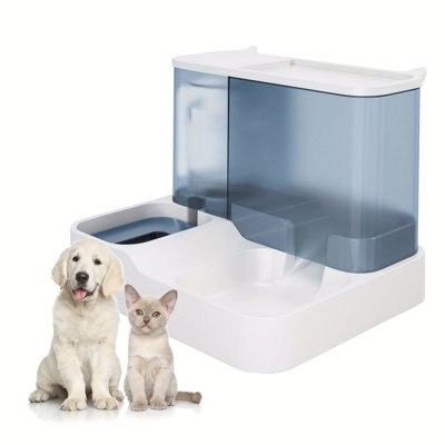 Distributeur d'eau et distributeur d'eau 2-en-1 automatique, conception gravitaire pour chats et petits animaux (bleu), le meilleur cadeau pour votre famille