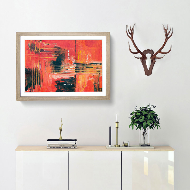 Abstract Art Painting Vol.259 by S.Johnson - Picture Frame Painting Print, Oak Framed, 62cm H x 87cm W x 2cm D
