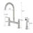 Double Handle Bridge Kitchen Faucet With Side Spray