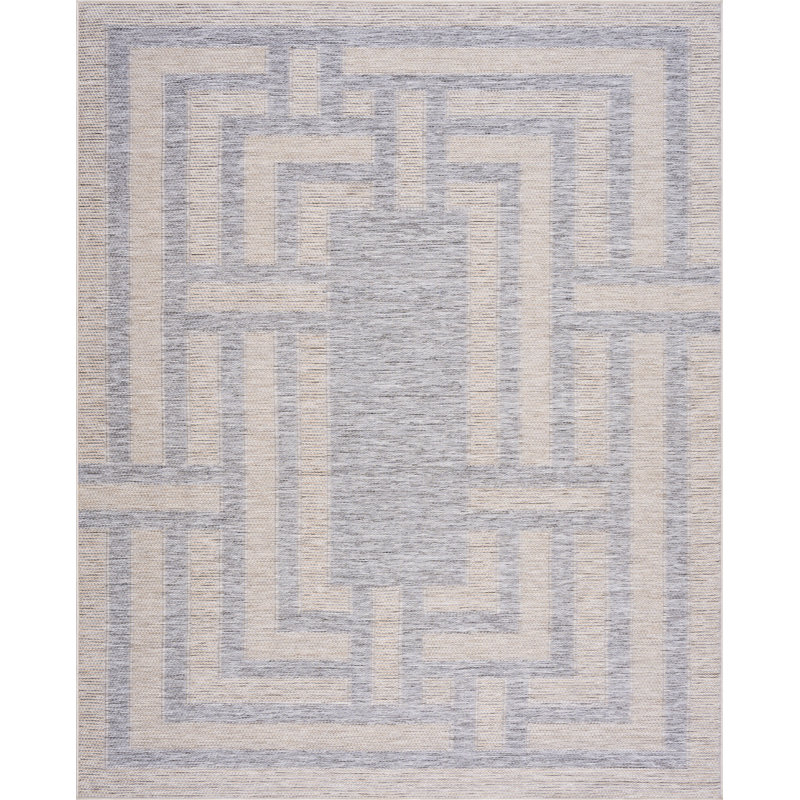 Tapis intérieur / extérieur beige et gris Amanda, Rectangle 5 pi 3 po x 7 pi 3 po
