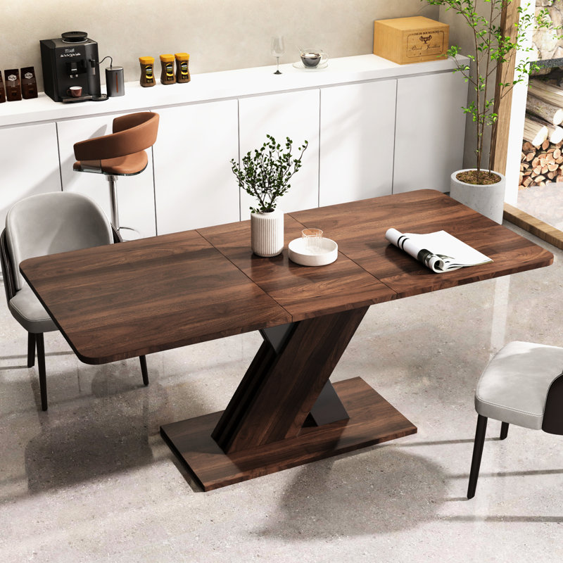 Table de salle à manger moderne et base géométrique en forme de X 71,98 po x 34,27 po x 29,25 po