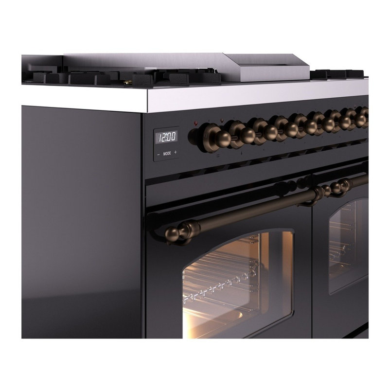 ILVE Nostalgie II Series 40 inch Dual Fuel Range with 6 Sealed Burners, Griddle (Glass Door), Liquid Propane