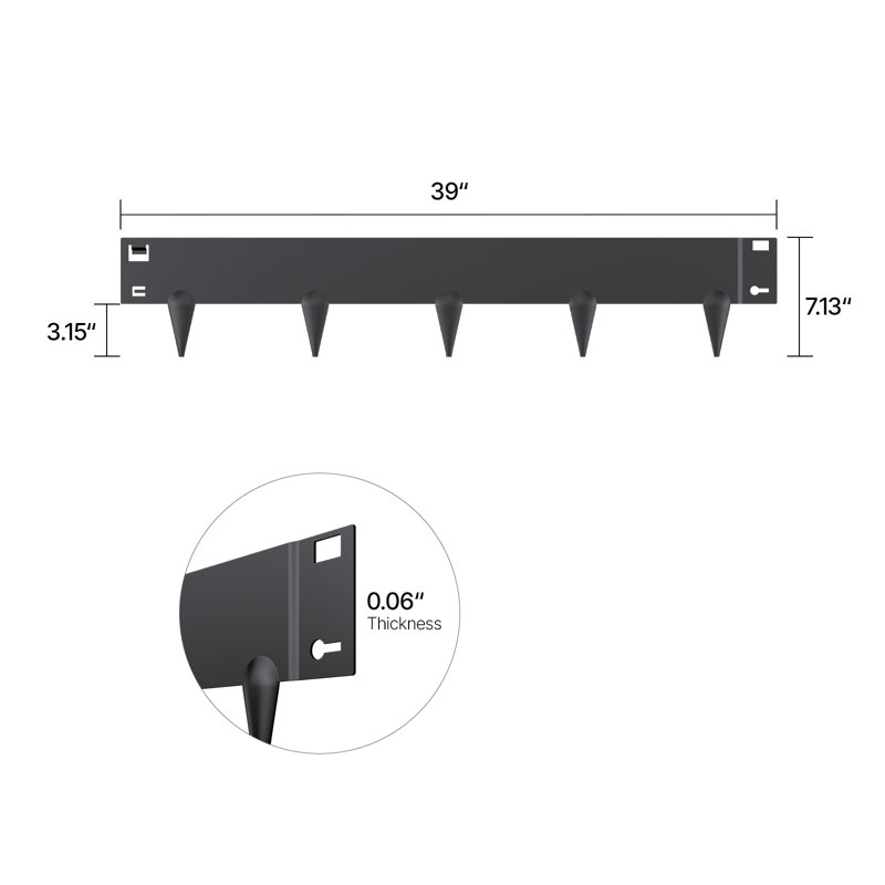 Galvanised Steel Lawn Edging, 18.3cm H x 99.1cm W, Black