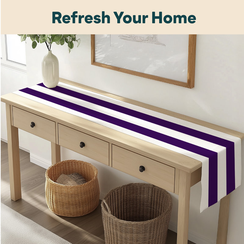 Purple Striped Table Runner 108" x 14", Purple, 108" L x 14" W