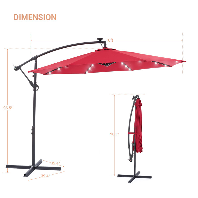 Parasol en porte-à-faux 10 pi Atanase, Rouge