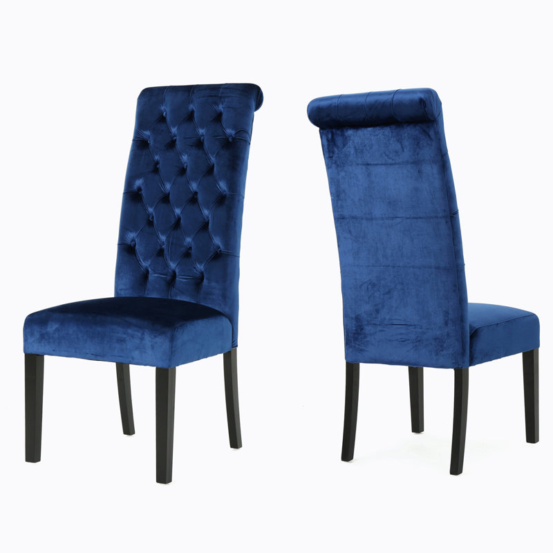 Chaise de salle à manger Tashai, Bleu marine, Noir