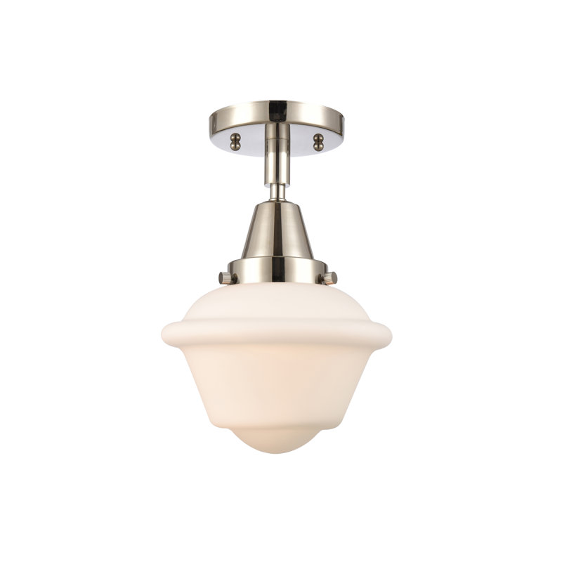 Grourke Glass Flush Mount, Matte White, Polished Nickel