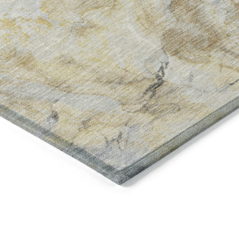 Tapis intérieur lavable abstrait doré 9 pi x 12 pi