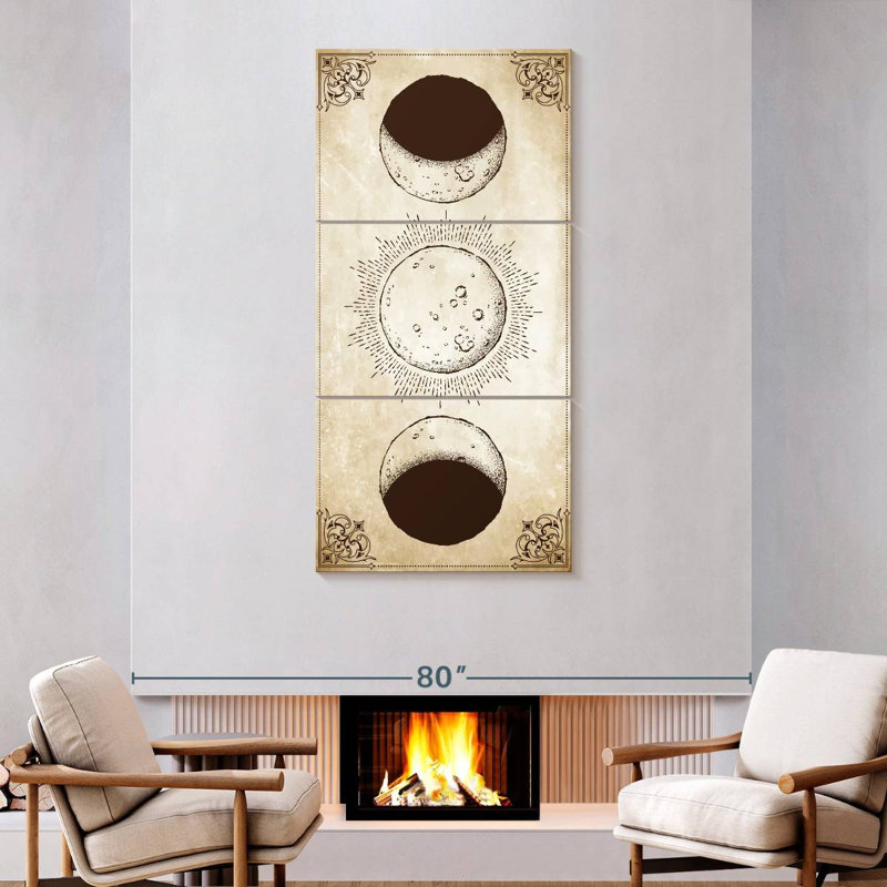 Phases de lune antiques, H 75 po x l 36 po