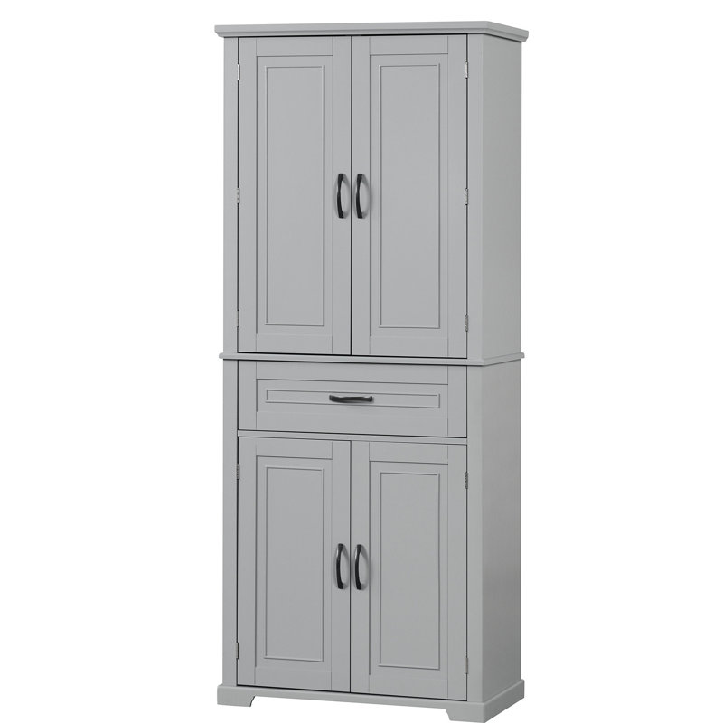 Bathroom Cabinet In Grey With Ample Storage And Easy Access Tall Functional Design, Gray