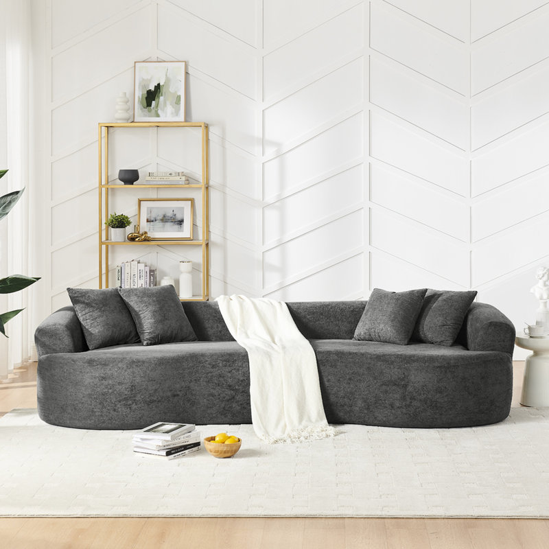 4 places avec revêtement en chenille douce, gris foncé, rembourrage printanier, canapé gris de bureau, sans assemblage, style nuage, maison