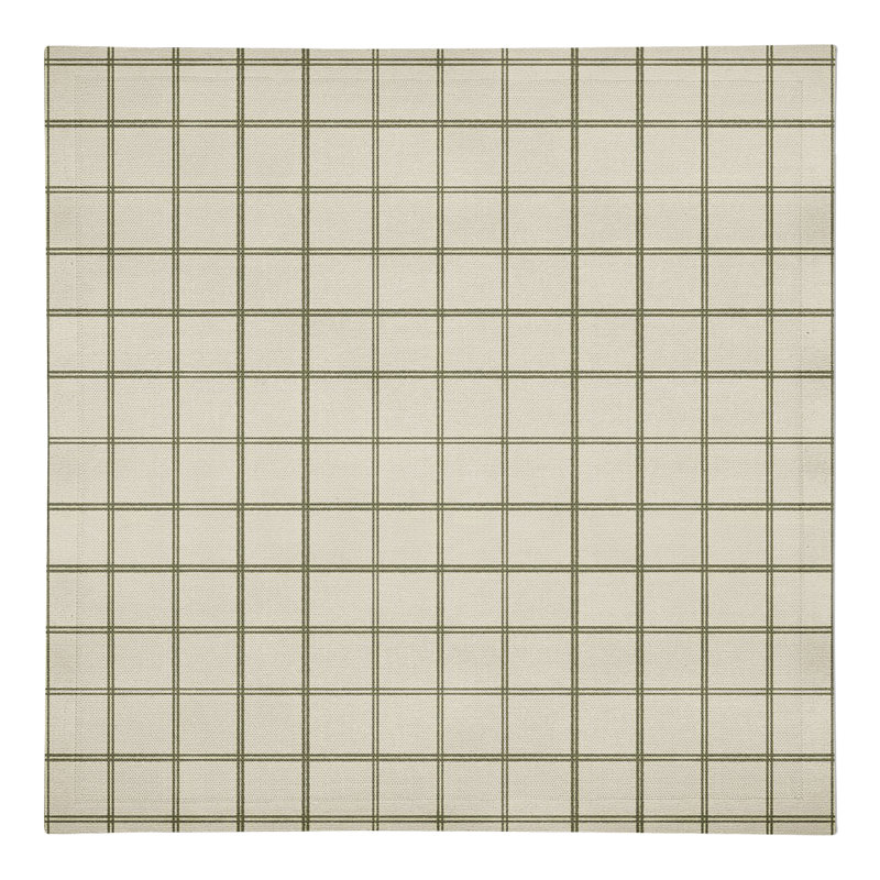 Divia Cotton Twill Checkered Square Napkin, Beige/Green